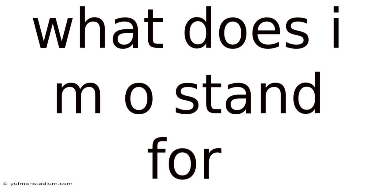 What Does I M O Stand For