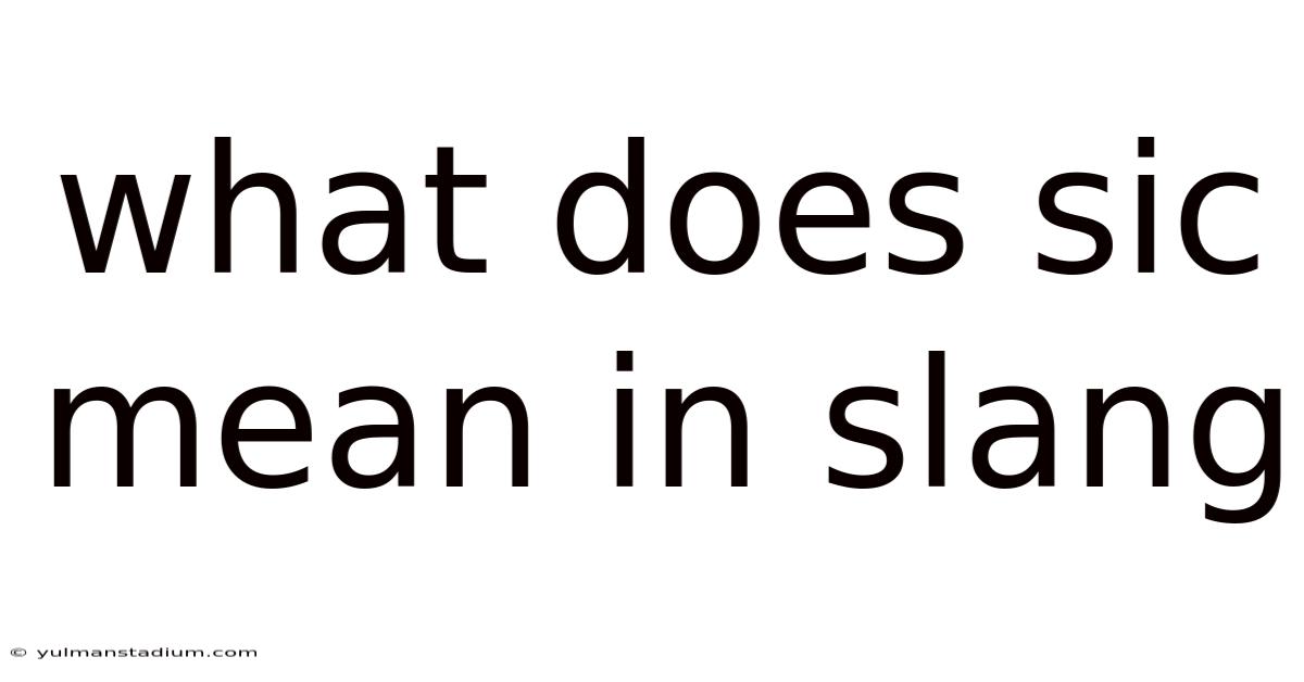 What Does Sic Mean In Slang