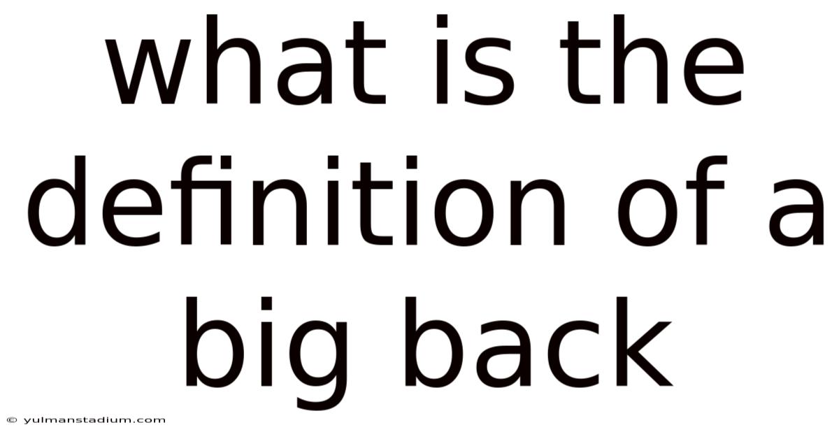 What Is The Definition Of A Big Back