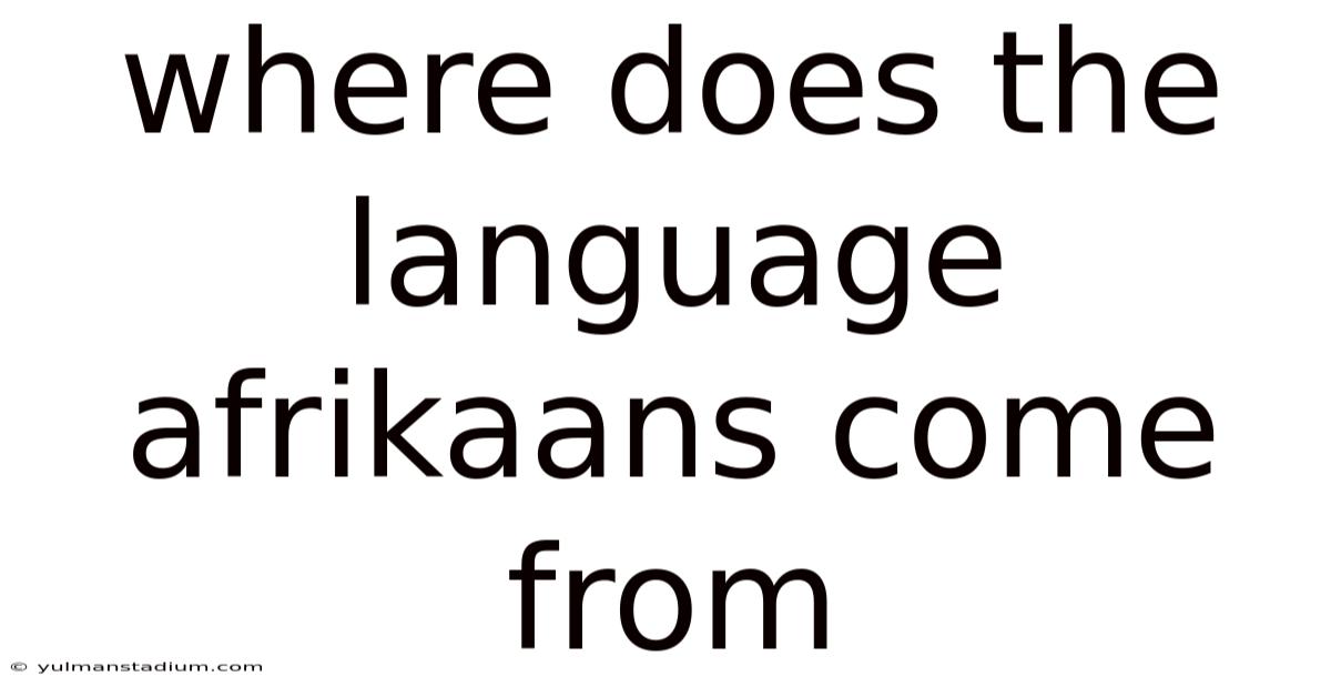 Where Does The Language Afrikaans Come From